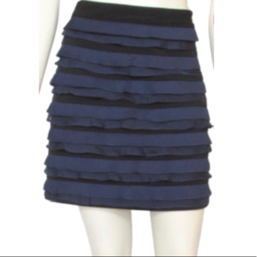 ELIZABETH & JAMES BLACK/BLUE RUFFLED SKIRT•sz M